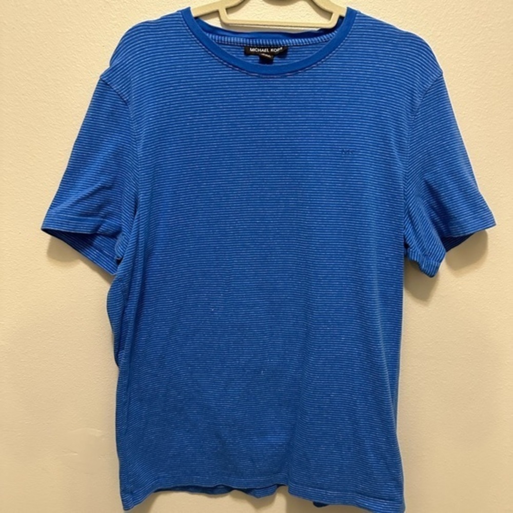 Michael kors blue striped tee shirt size Large pre owned